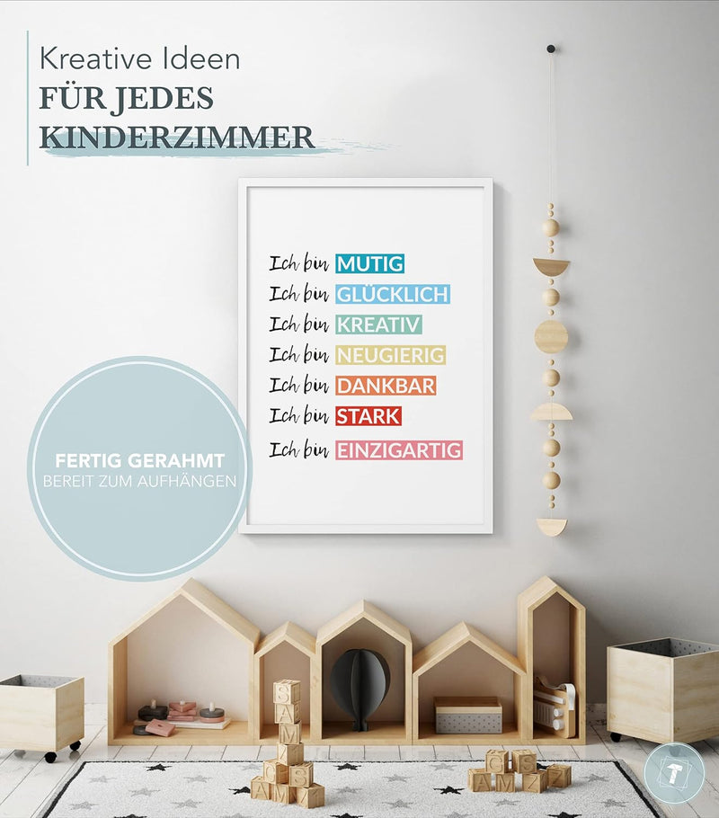 Papierschmiede® Kinderposter in A3 gerahmt im weissen Holzrahmen, Wanddeko für Kinderzimmer & Babyzi