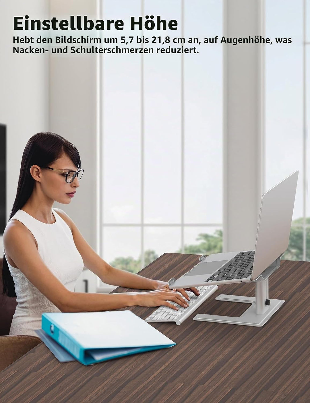 ALASHI Laptop-Ständer für Schreibtisch, Computer-Ständer, höhenverstellbar, ergonomischer Notebook-L