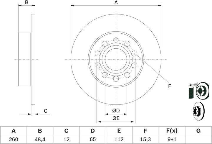Bosch BD2079 Bremsscheiben - Hinterachse - ECE-R90 Zertifizierung - zwei Bremsscheiben pro Set