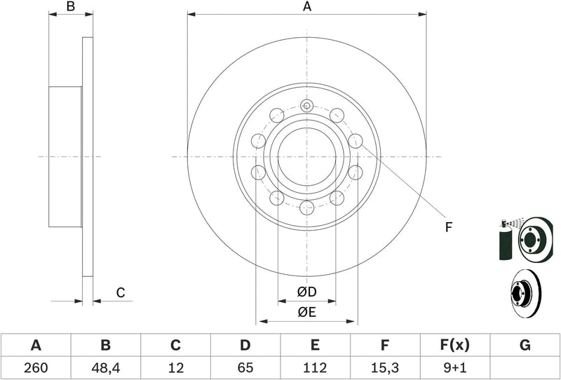 Bosch BD2079 Bremsscheiben - Hinterachse - ECE-R90 Zertifizierung - zwei Bremsscheiben pro Set