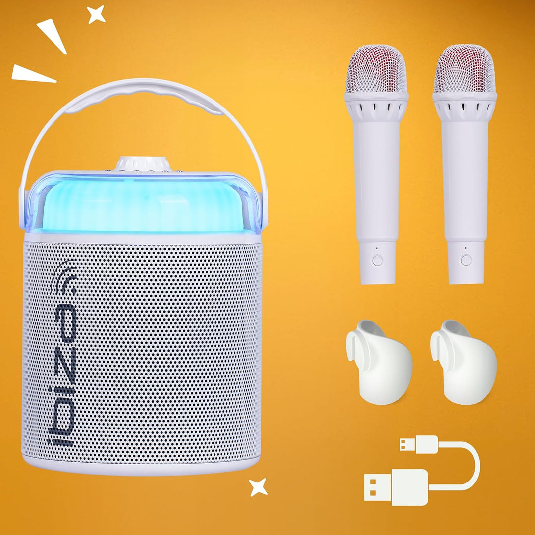 Ibiza - KARAHOME-WH - Batteriebetriebener KARAOKE-Lautsprecher mit zwei drahtlosen Mikrofonen (batte