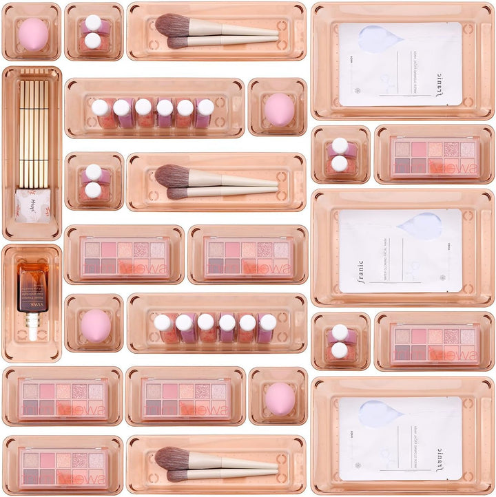 Schubladen Organizer, 25 Stück in 4 Grössen, Kunststoff, Schminktisch und Make-up Organizer, Ordnung
