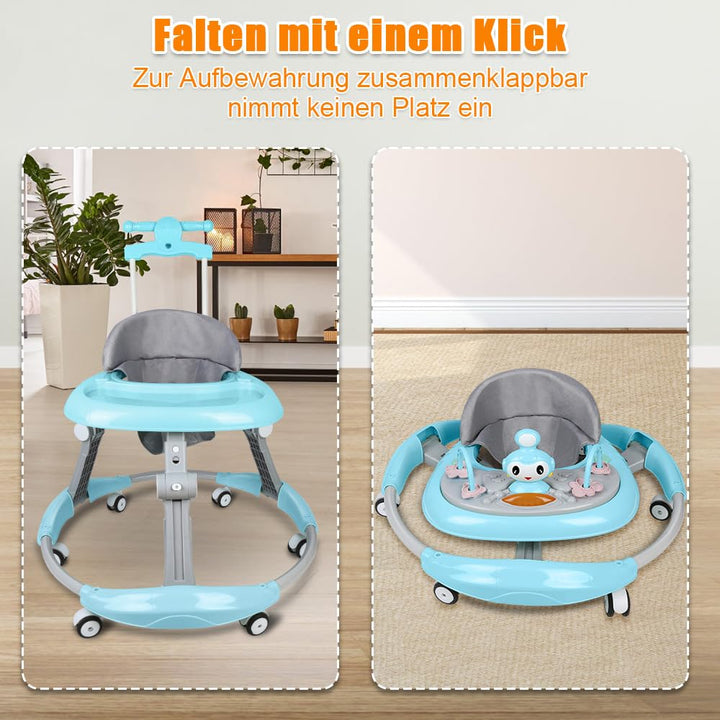 5-in-1 Lauflernhilfe für Babys, mit verstellbaren Höhen, Gehfrei Babywalker ab 6 Monate, bis zu 25 k