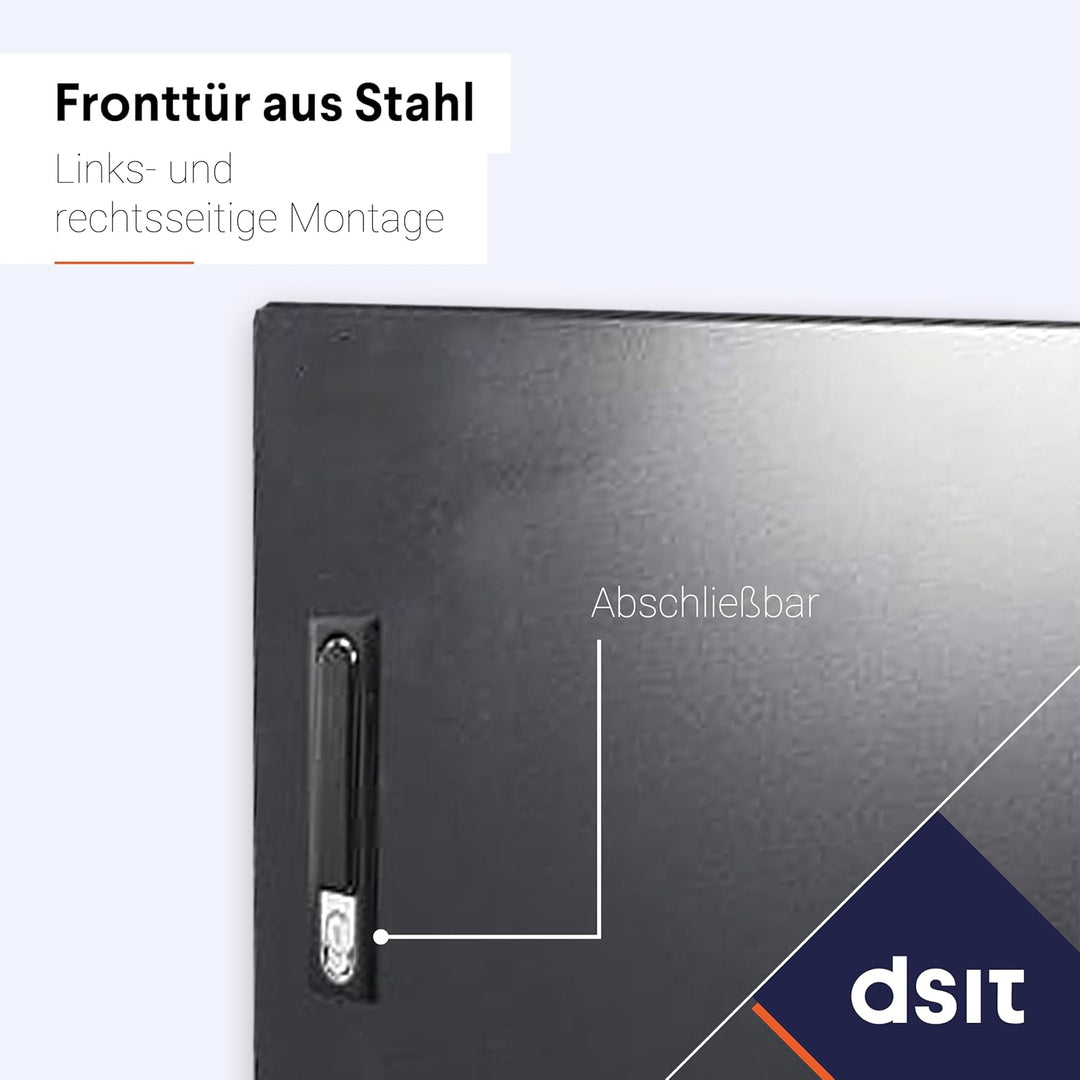DSIT 9HE Netzwerkschrank (Serverschrank) 19 Zoll Wandmontage - mit Metalltür (BxTxH) 600 x 450 x 500