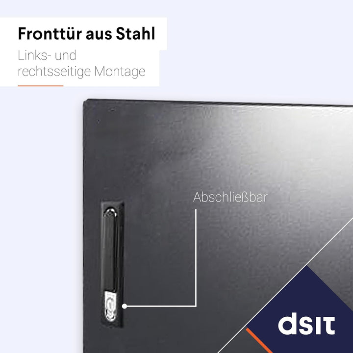 DSIT 9HE Netzwerkschrank (Serverschrank) 19 Zoll Wandmontage - mit Metalltür (BxTxH) 600 x 450 x 500