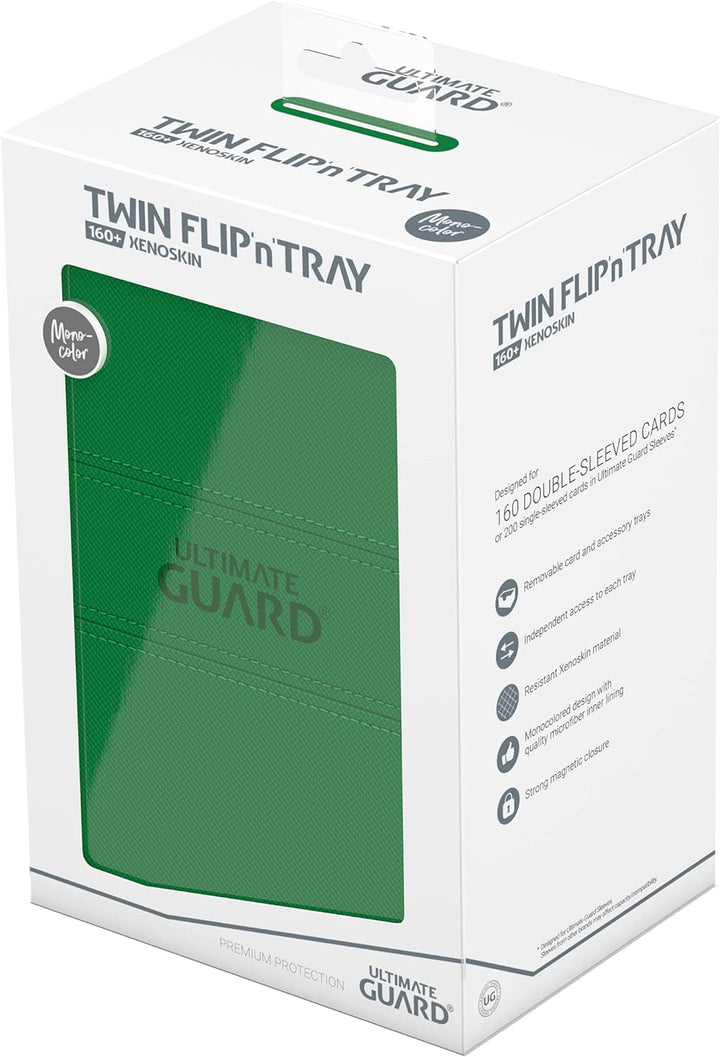 Ultimate Guard UGD011238 Twin Flip`n`Tray 160+ XenoSkin Monocolor Grün Kartenbox, Grün