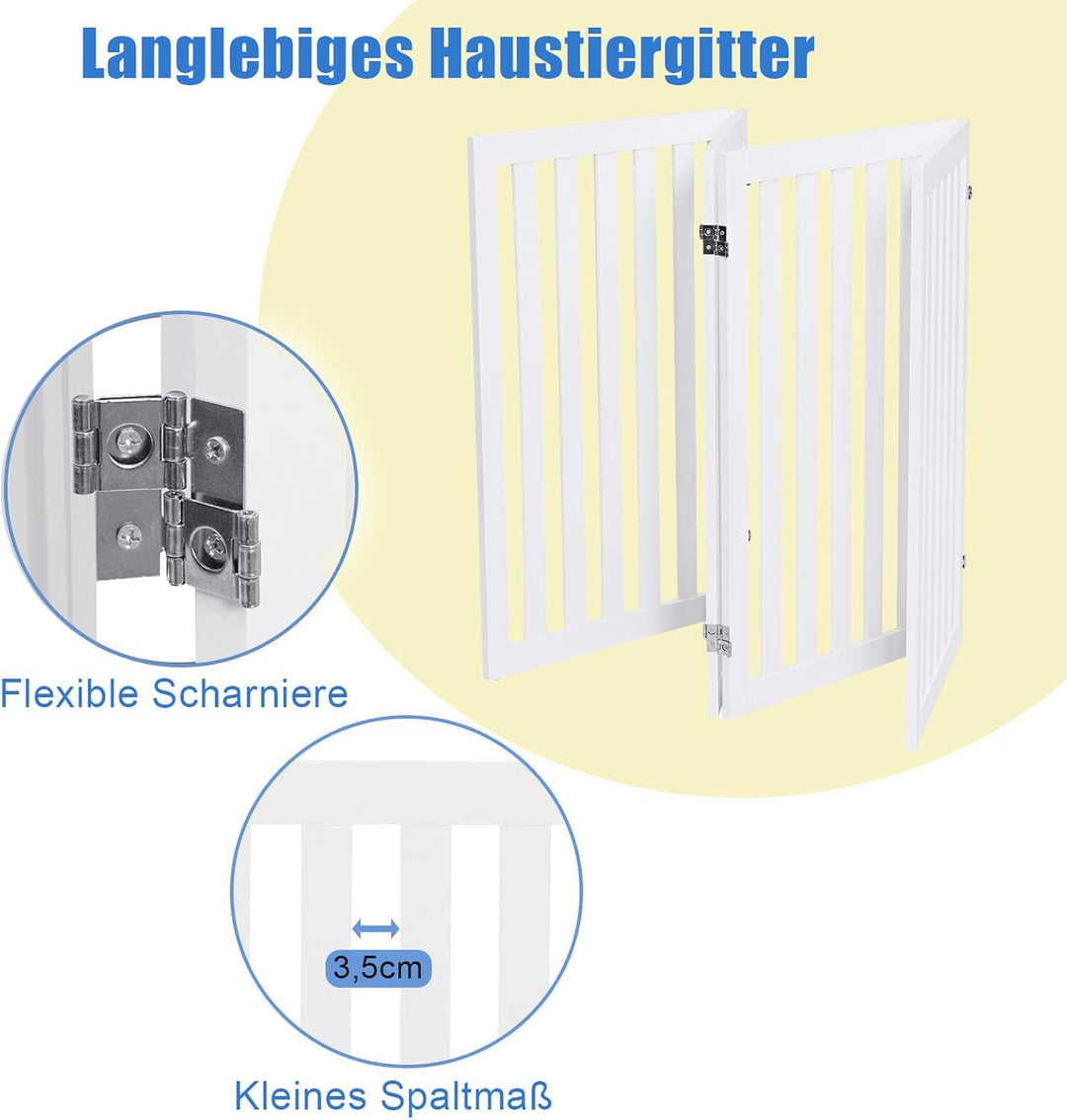 SOARS Absperrgitter Hund, faltbar & freistehend Hundegitter, Schutzgitter für Tür & Treppe, Türschut