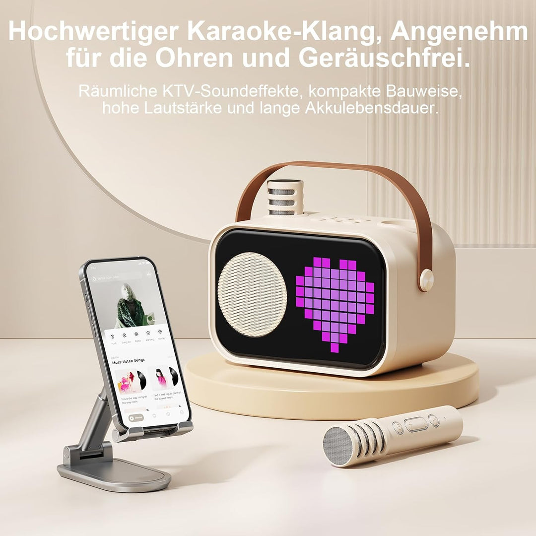 JYX Karaoke Anlage mit 2 Mikrofonen, Karaoke Maschine Kinder mit Professionellem Begleitmodus, Bluet