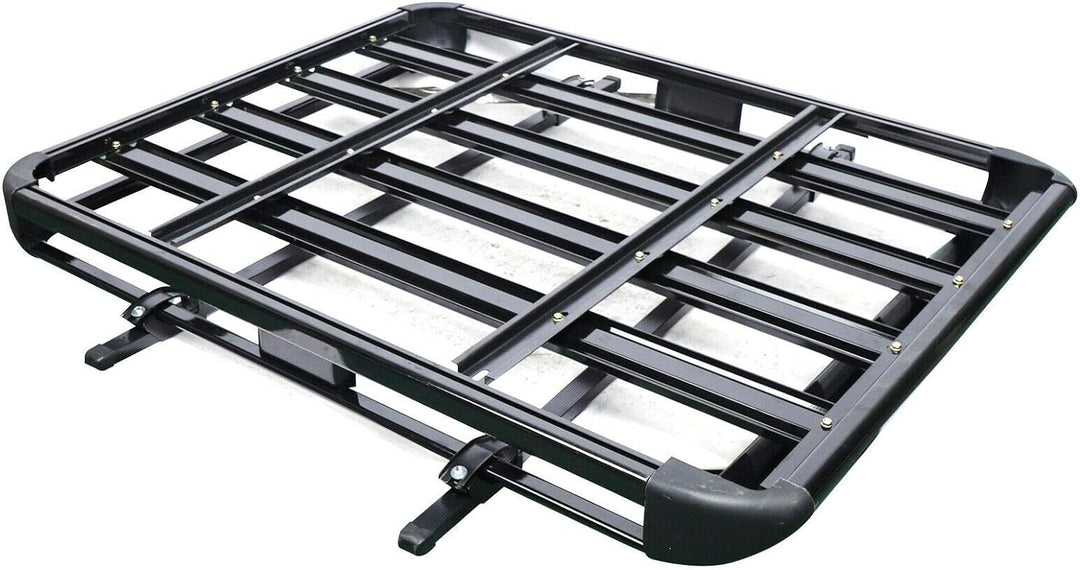 Schwarz Aluminium Dachgepäckträger Korb, Gepäckträger 127 x 97 cm, Gepäck Fracht Träger Kapazität 15