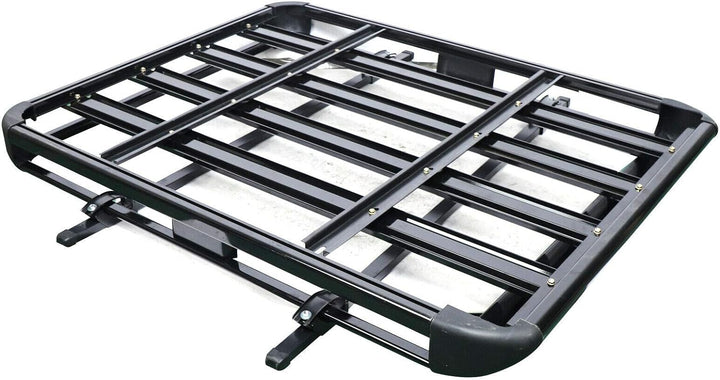 Schwarz Aluminium Dachgepäckträger Korb, Gepäckträger 127 x 97 cm, Gepäck Fracht Träger Kapazität 15