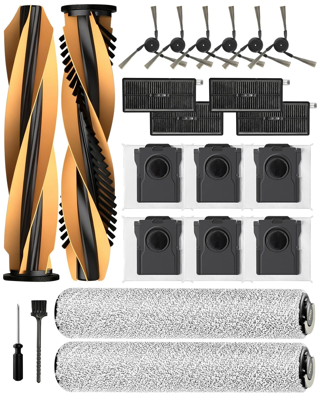 22 Stück Zubehörsets für Mova Z60 Ultra Roller Complete/Standalone Saugroboter: 2 Hauptbürste, 2 Rol