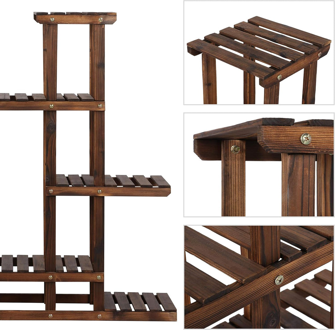 Yaheetech 2X Pflanzenregal Holz Blumenregal 5 Ebenen Blumentreppe Holzregal Blumenbank Balkon Garten