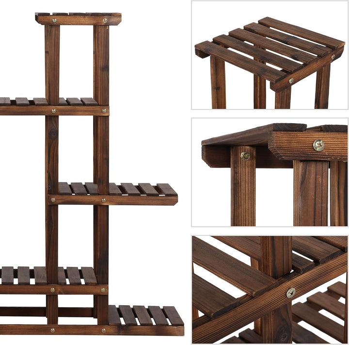 Yaheetech 2X Pflanzenregal Holz Blumenregal 5 Ebenen Blumentreppe Holzregal Blumenbank Balkon Garten