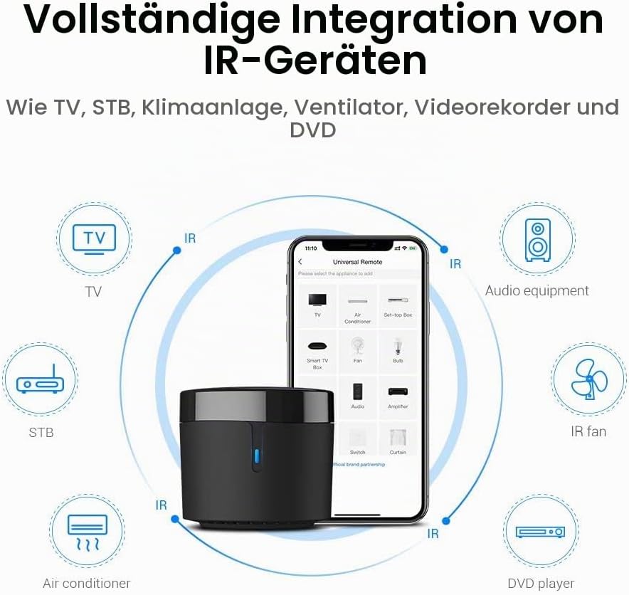 BroadLink RM4 Mini S Universal-IR-Fernbedienungs-Hub mit USB-Kabel für Temperatur-Feuchtigkeitsüberw