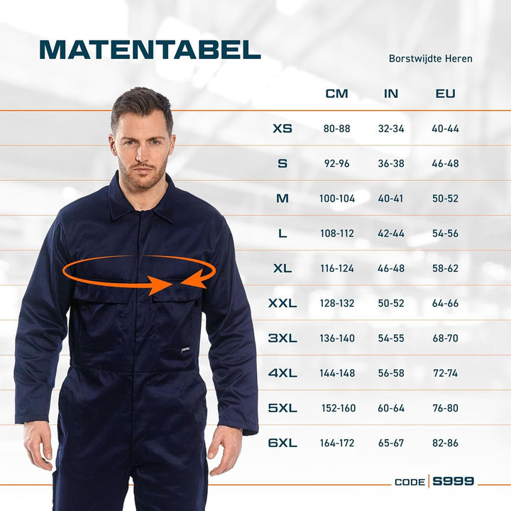Portwest S999 Herren Euro-Arbeitskleidung Polycotton Overall Arbeitsanzug Royal Blau XXL, Royal Blau