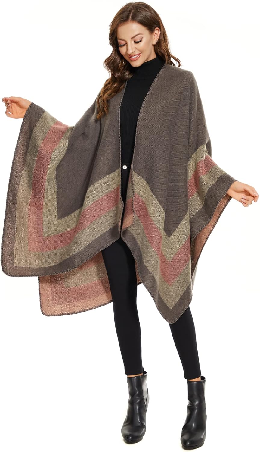 colornival Poncho Damen Winter Warm Elegant Poncho Decke Poncho Cape Strick Poncho Mantel Winter Pon