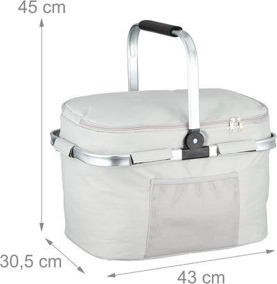 Relaxdays Einkaufskorb, faltbar, Tragegriff, HBT: 45 x 43 x 30,5 cm, Isoliertasche zum Einkaufen, Pi