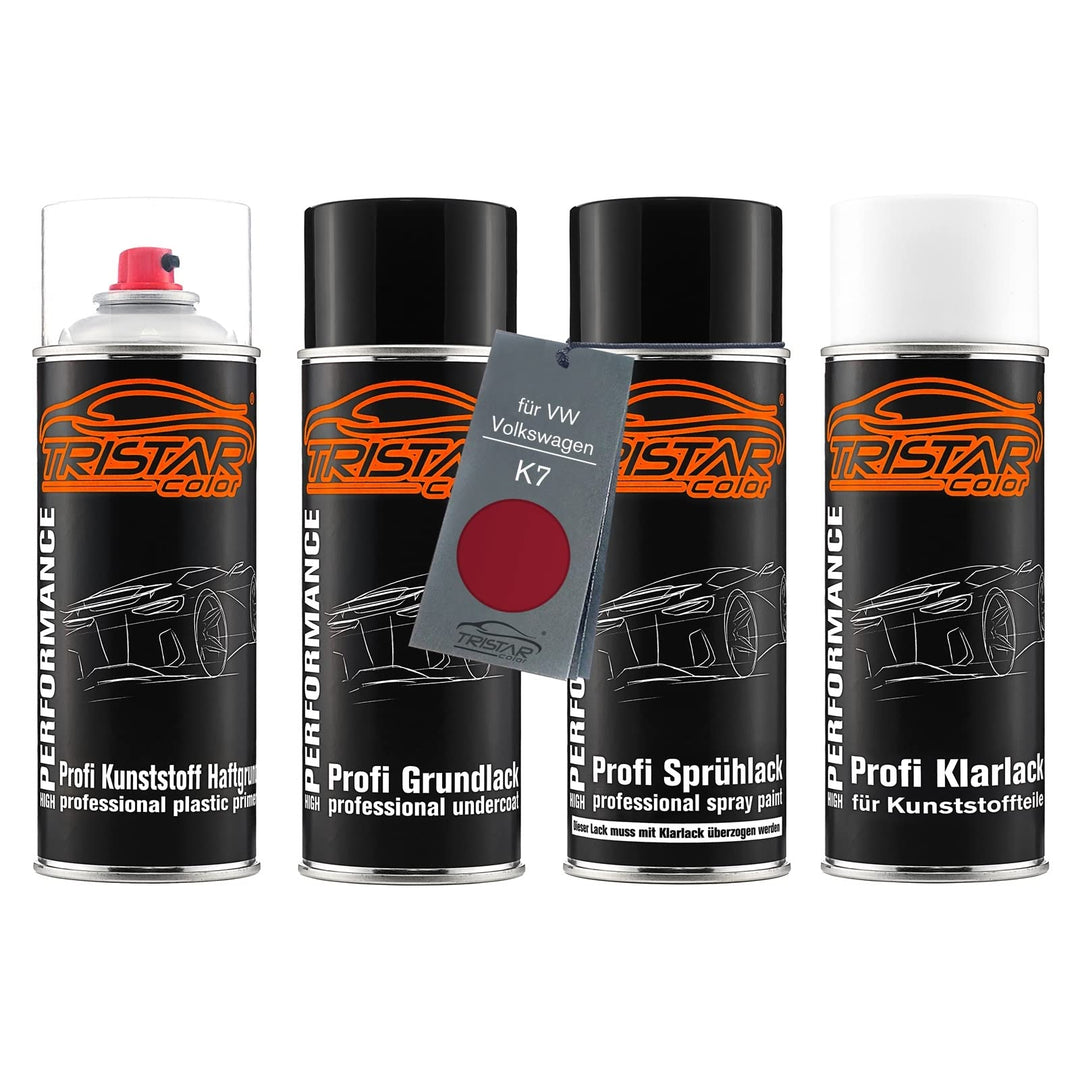 Autolack Spraydosen Set für Kunststoff Stossstange für VW/Volkswagen K7 Rojo Spice Metallic Haftgrun