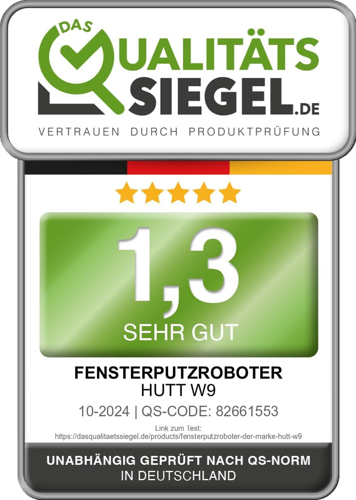 HUTT W9 Fensterputzroboter mit 150ml Panorama-Tank (3800Pa Saugleistung, Kanten- und Hinderniserkenn
