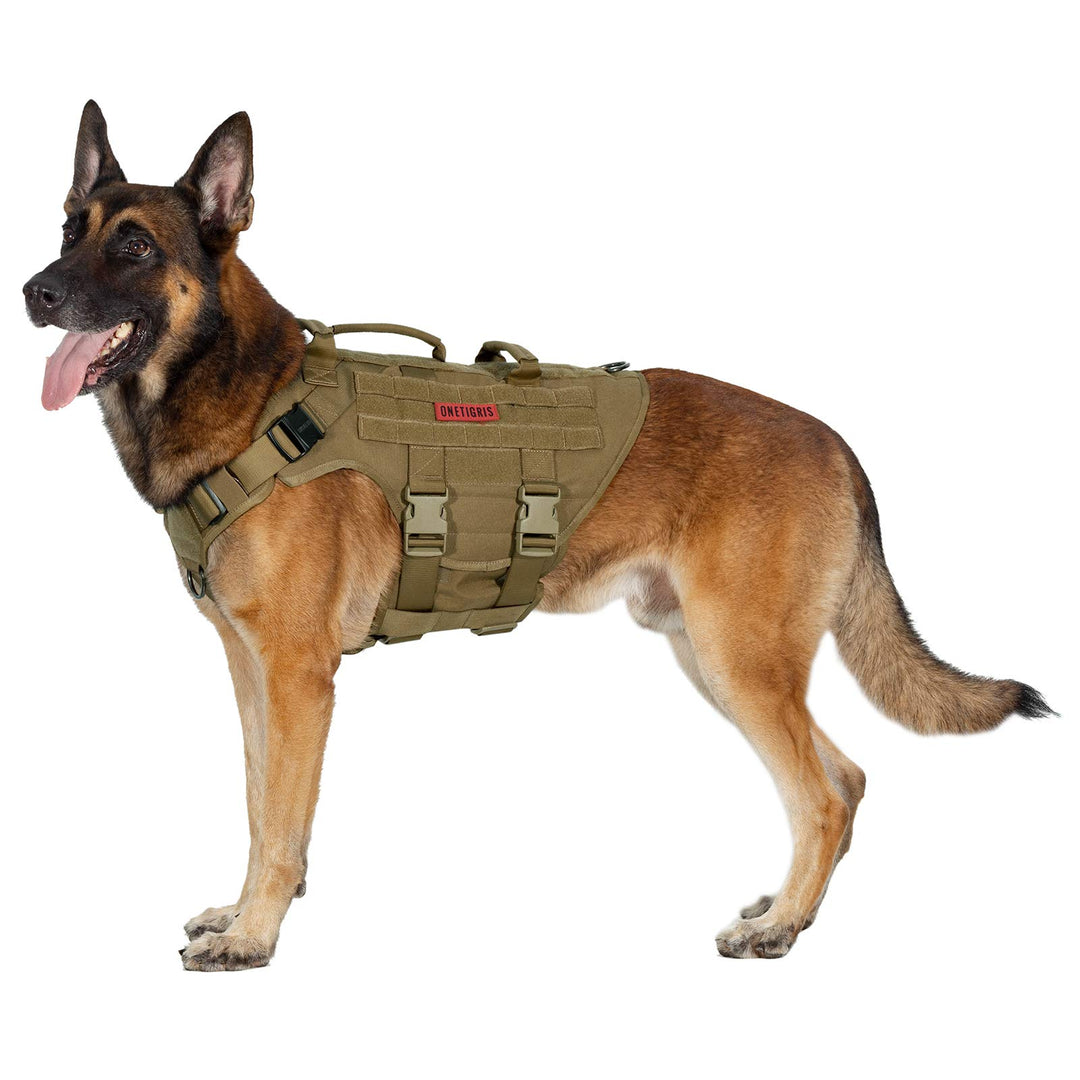 OneTigris Hundegeschirr, X Destroyer Taktisches Geschirr Hund 3 Griffe Heavy Duty Hundeweste mit Met