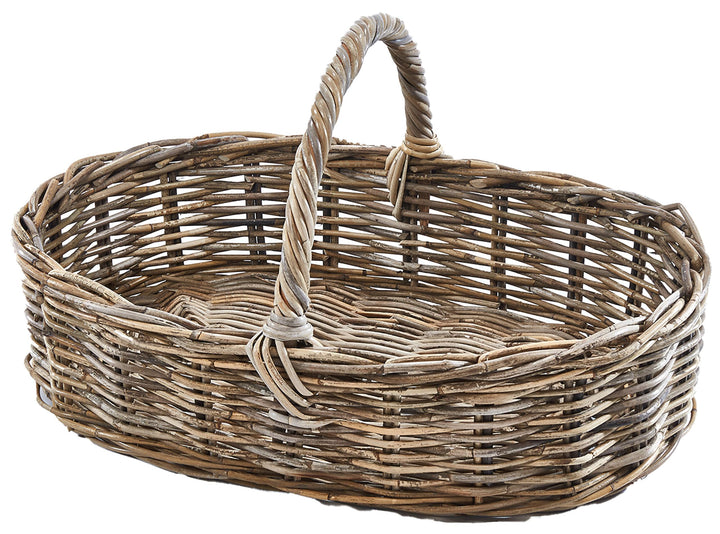 Kobolo Tablett aus Rattan Kubu Grey – Ovales Dekotablett/Serviertablett, 45x30 cm, handgefertigt, ro