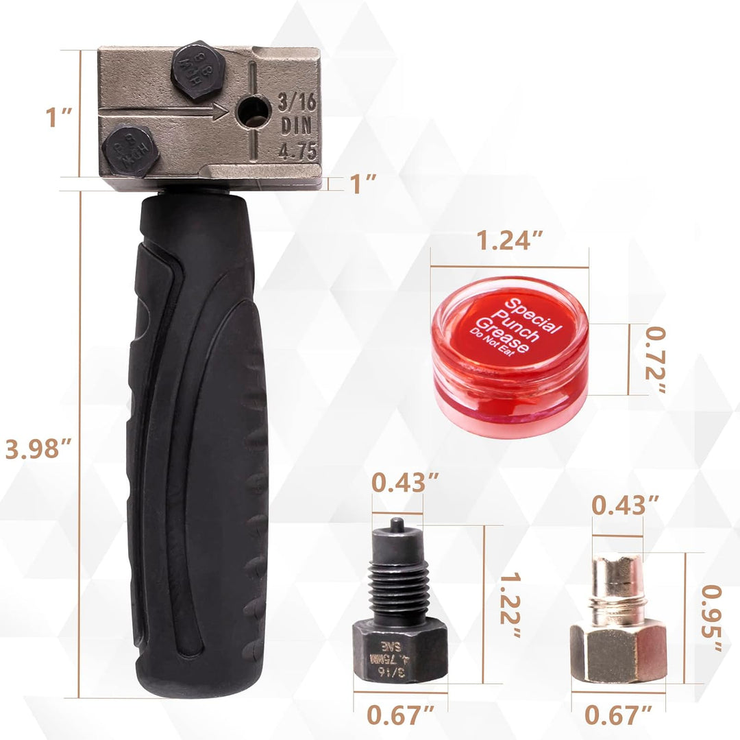 Amerbm Bördelgerät Bremsleitung | 4-TLG Universal Bremsleitungs Bördelgerät Satz | SEA 3/16" (4.75mm