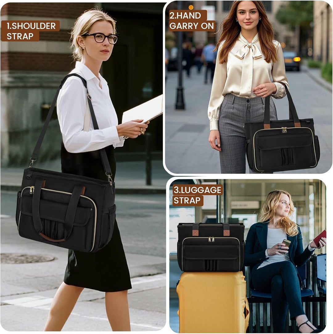 RAINSMORE Lehrertasche Damen Gross 15.6 Zoll Laptoptasche Arbeitstasche mit Isolierter Tasche für Kr
