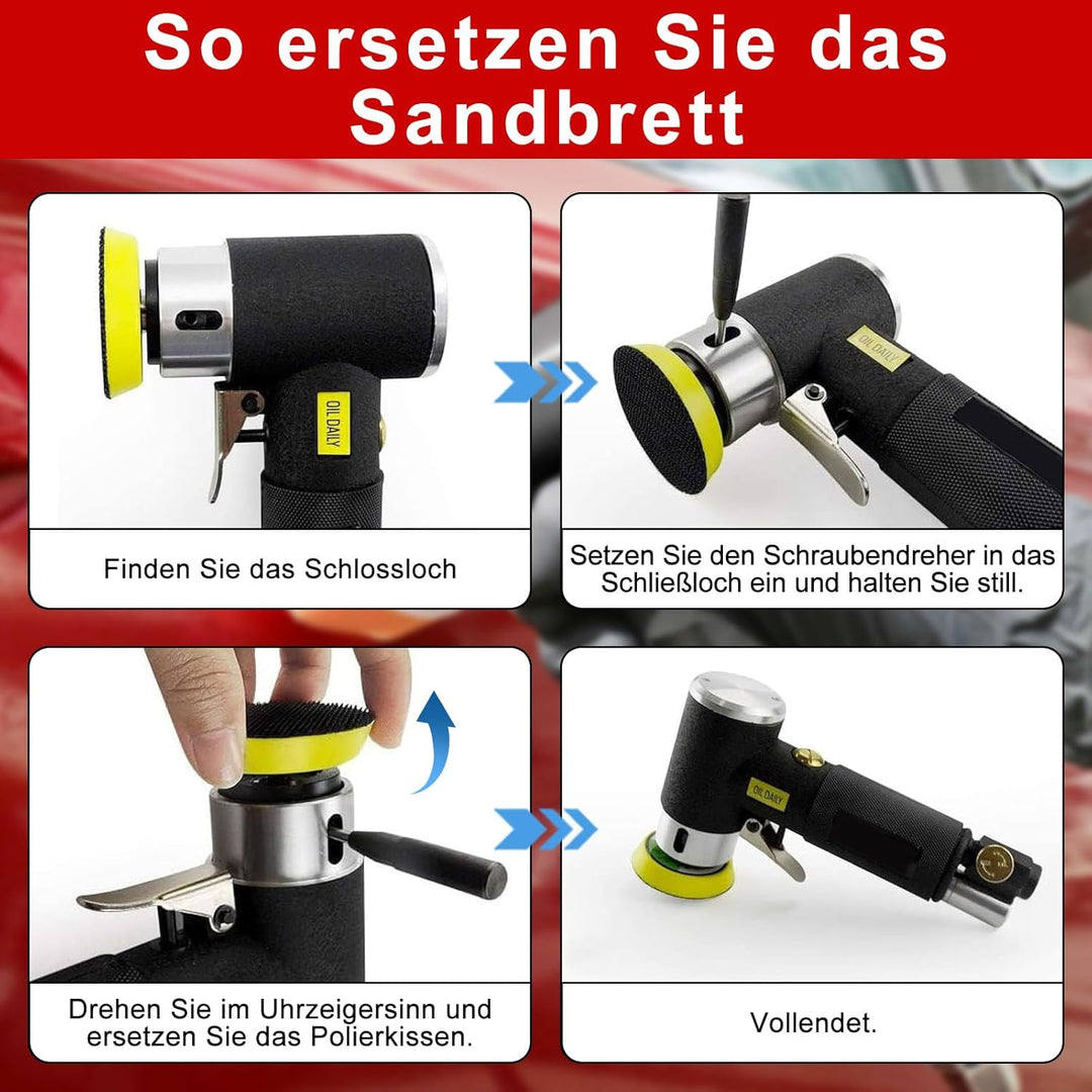 63 in 1 Druckluft Exzenterschleifer Mini Poliermaschine Auto Polierer Set, Exzenter Schleifer Druckl
