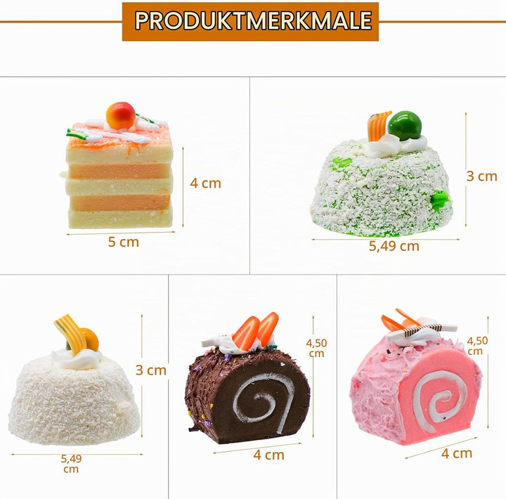 Künstliche Kuchen, 5 Stück Realistische Gefälschte Lebensmittel, Simulation Kuchen, Fake Kuchen Mode
