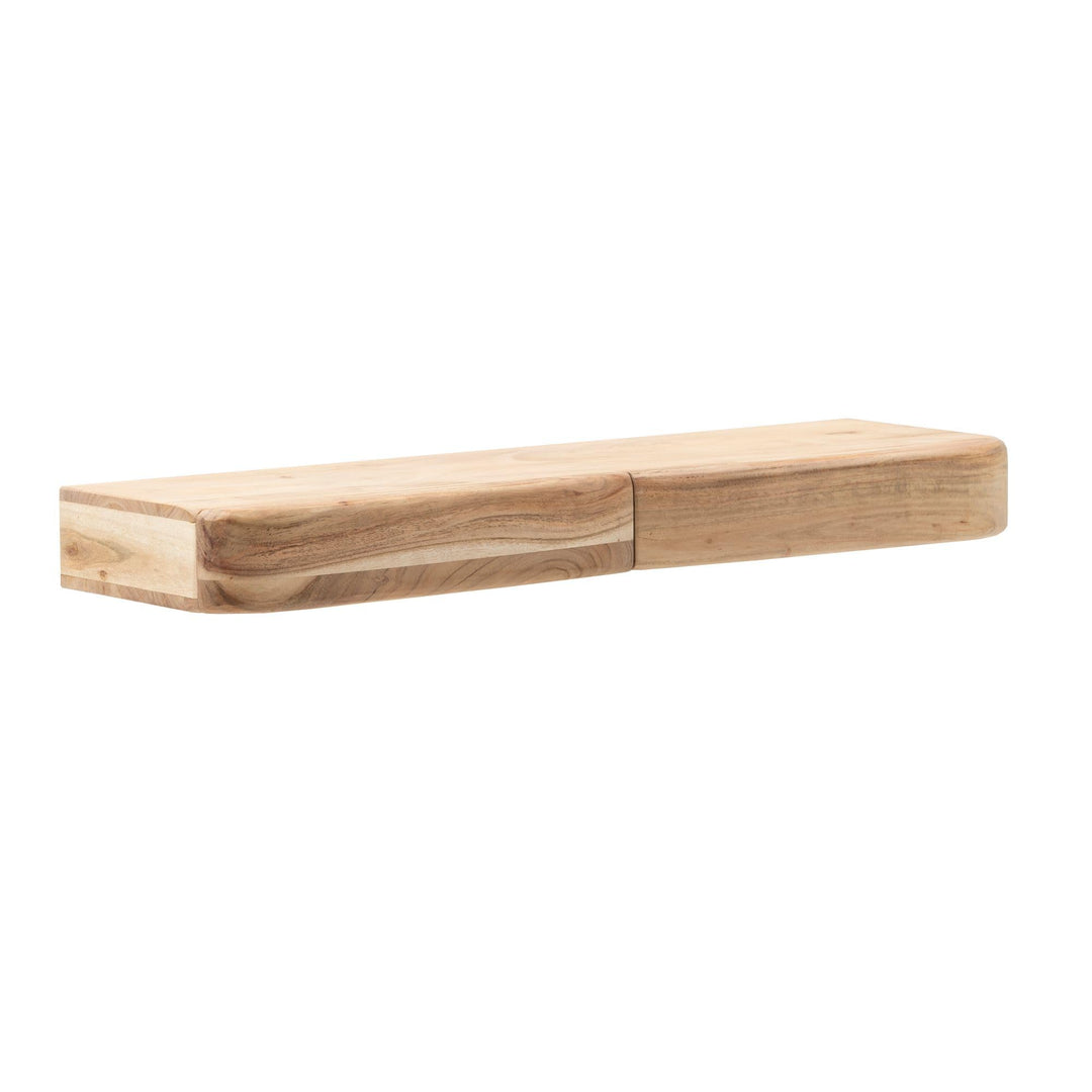 Wohnling Wandregal 80x20x8 cm Akazie Massivholz mit 2 Schubladen 80 cm, 80 cm