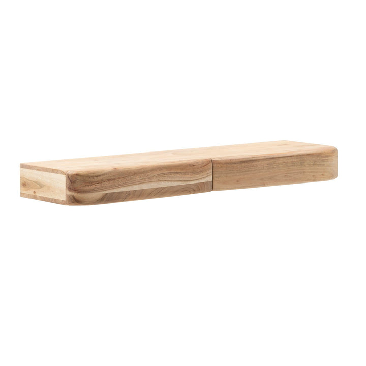 Wohnling Wandregal 80x20x8 cm Akazie Massivholz mit 2 Schubladen 80 cm, 80 cm