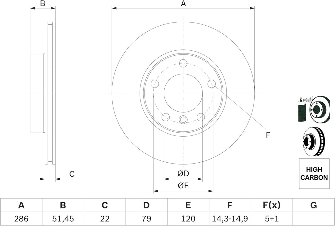 Bosch BD437 Bremsscheiben - Vorderachse - ECE-R90 Zertifizierung - zwei Bremsscheiben pro Set