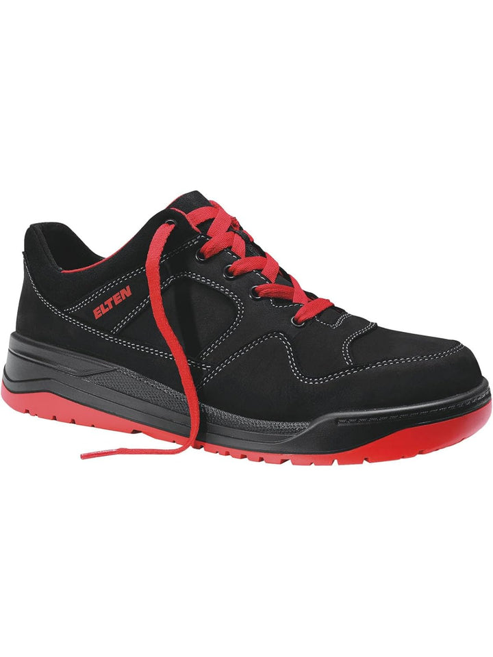 ELTEN Sicherheitsschuhe MAVERICK black-red Low ESD S3, Herren, Leder, Stahlkappe, leicht, sportlich,