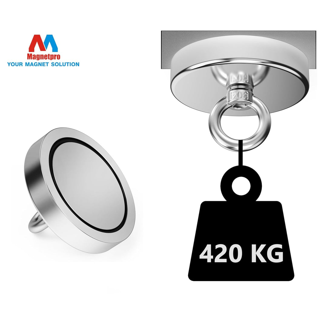 Magnetpro Fischermagnet über 420 kg Ziehkraft Superstarker Neodym Magnete, Schwerdacht Seltenerdmagn