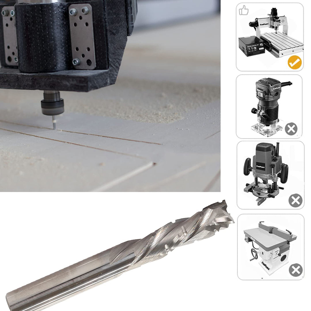 Sinoprotools CNC Spiralnutfräser mit Sägezahn, 8mm Schaft 27mm Schnittlänge Up-Downcut-Schneide, VHM