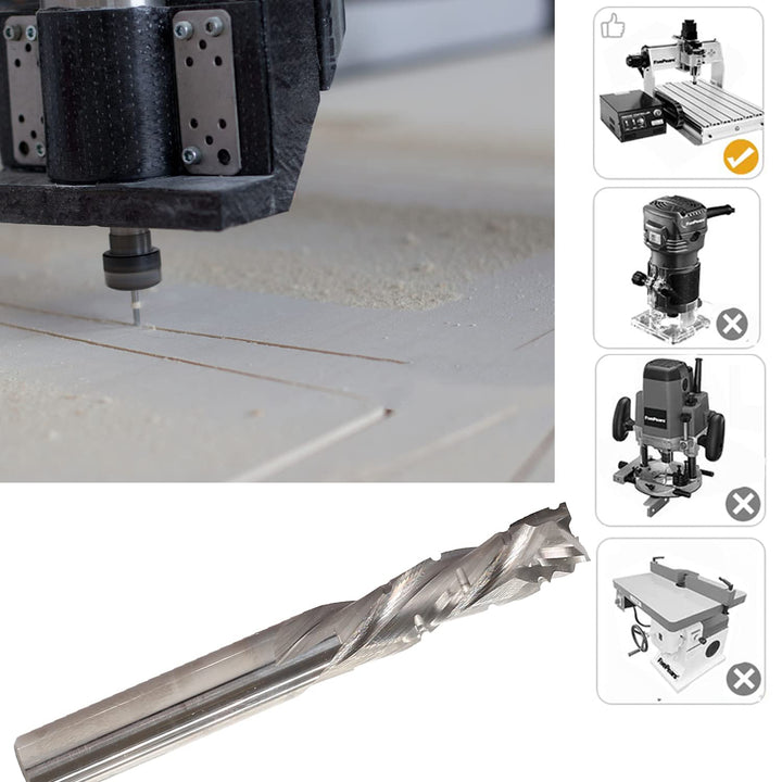 Sinoprotools CNC Spiralnutfräser mit Sägezahn, 8mm Schaft 27mm Schnittlänge Up-Downcut-Schneide, VHM
