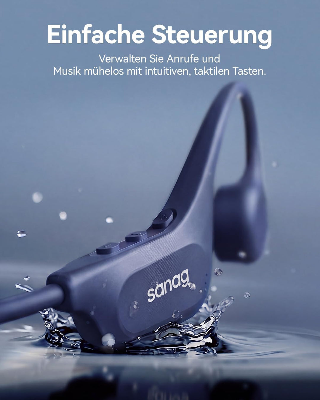 SANAG Knochenschall Sportkopfhörer, Open-Ear-Ohrhörer mit Bluetooth 5.3, Mikrofon mit Geräuschunterd