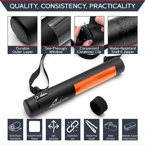 Black XL Orion Playmat Tube - TCG MtG Playmat Tube Case Bag with Waterproof Zipper, Hidden Dice Pock