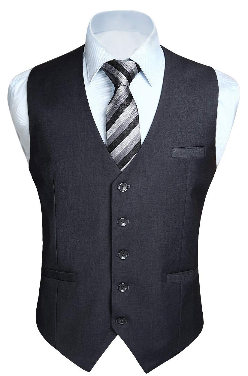 HISDERN Herren Formale Hochzeit Party Weste Baumwolle Einfarbig Weste S Grau, S Grau