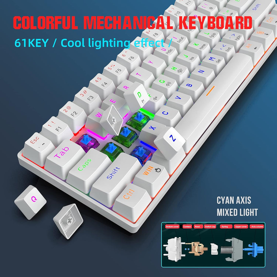 Snpurdiri 60% kabelgebundene Mechanische Gaming Tastatur, Anti-Ghosting 61 Tasten, RGB-Hintergrundbe