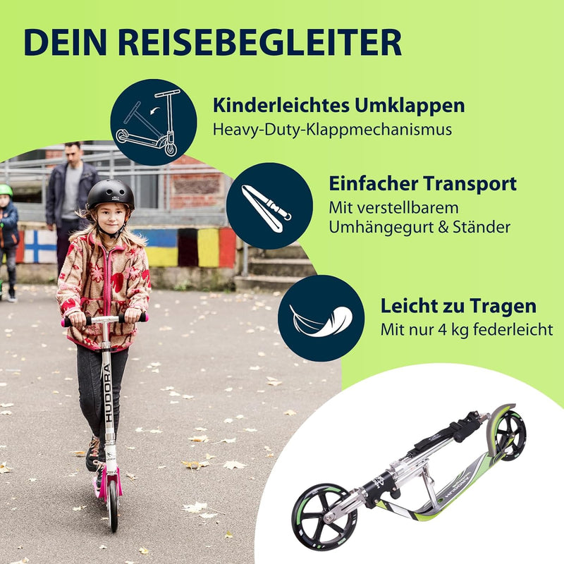 HUDORA BigWheel 205 Scooter - Tretroller für Kinder und Erwachsene - Roller ab 6 Jahre - Cityroller