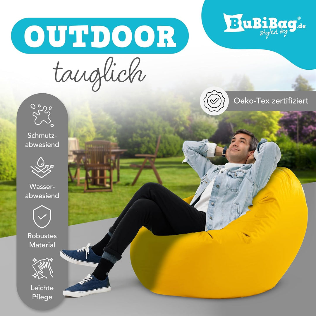 BuBiBag 2in1 Sitzsack L - XXL mit Füllung für Kinder & Erwachsene, Gaming Beanbag & Bodenkissen für