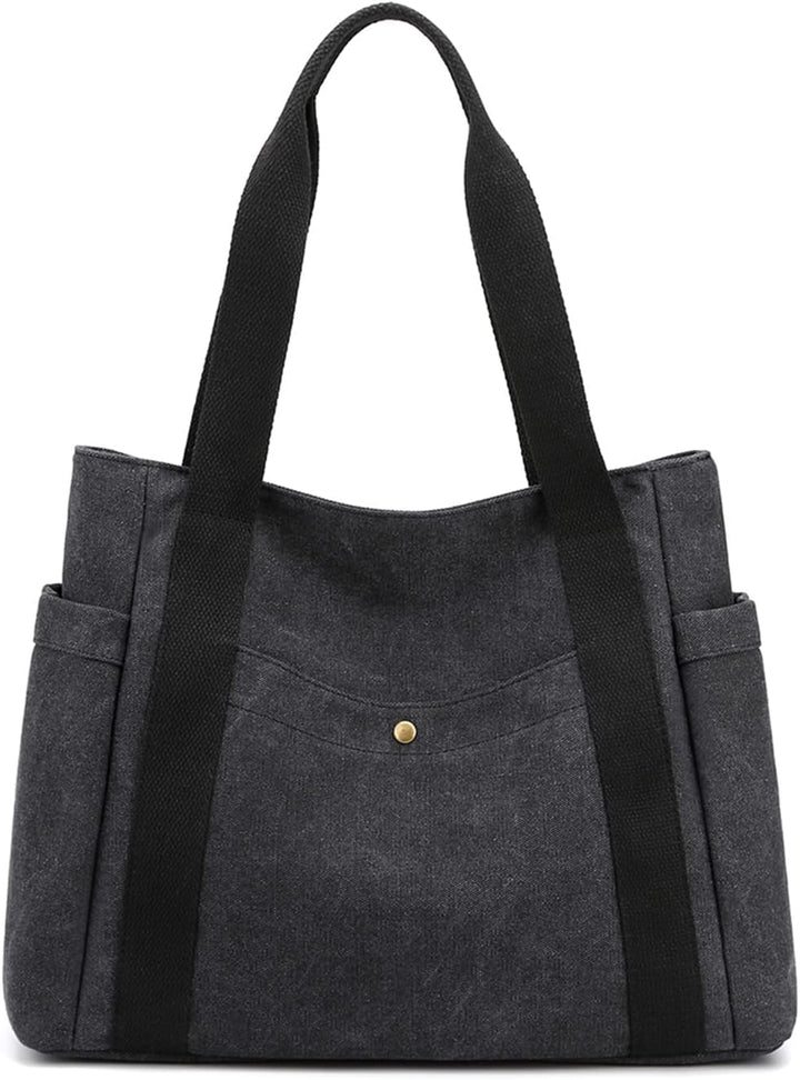 PORRASSO Canvas Schultertasche Einfache Handtasche Damen Tote Bag Mädchen Henkeltasche Strandtasche