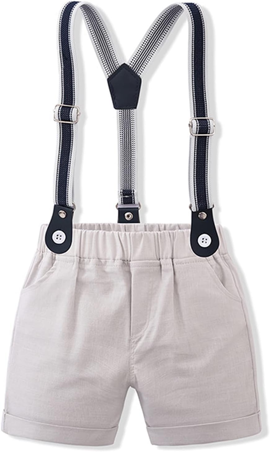 Volunboy Baby Jungen Anzug Set Bekleidung Hemd mit Fliege + Hosenträger Shorts Strampler Anzug 2-3 J