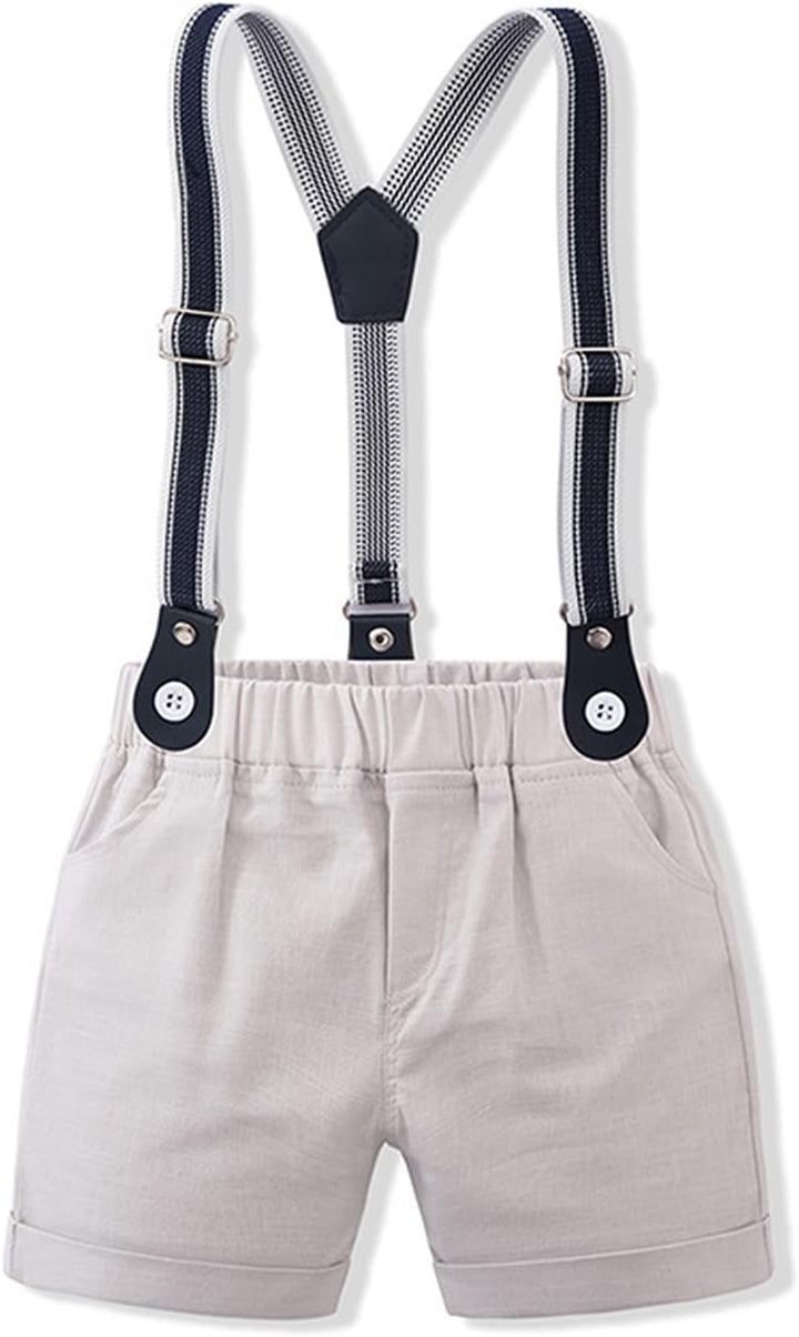 Volunboy Baby Jungen Anzug Set Bekleidung Hemd mit Fliege + Hosenträger Shorts Strampler Anzug 2-3 J