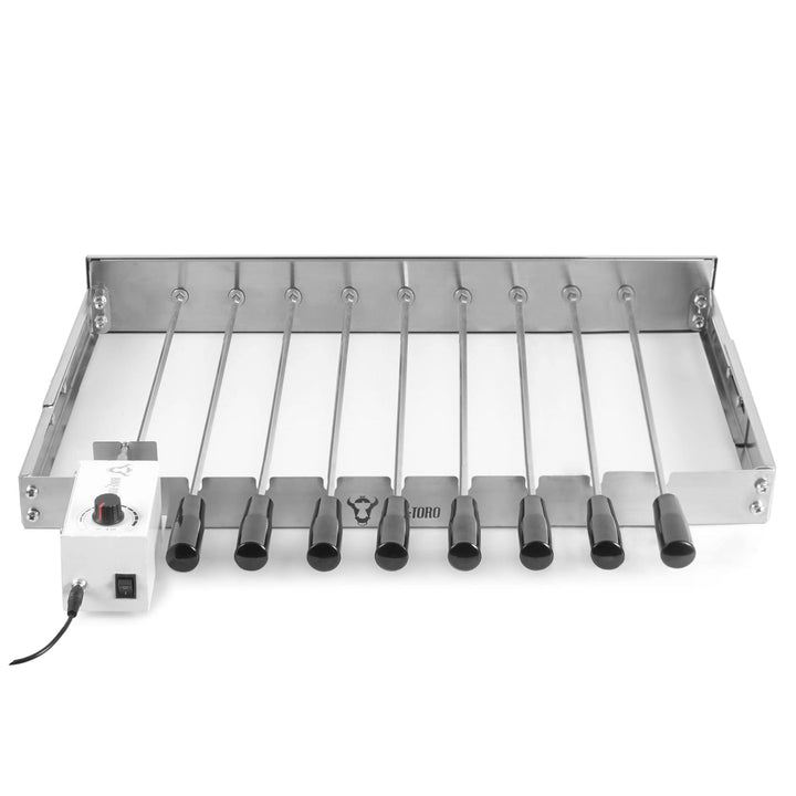 BBQ-Toro elektrischer Spiessdreher | Edelstahl Drehspiess Aufsatz mit 9 Spiessen und Motor | Grössen