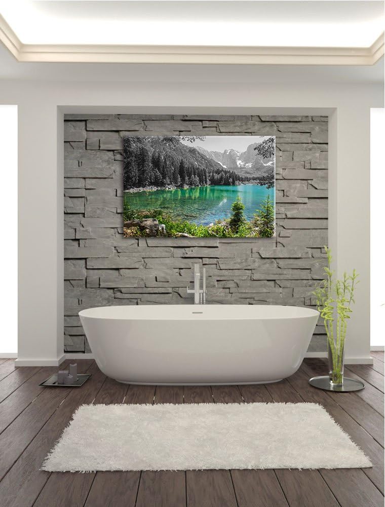 schöner See in einer Berglandschaft schwarz/weiss Format: 100x70 auf Leinwand, XXL riesige Bilder fe