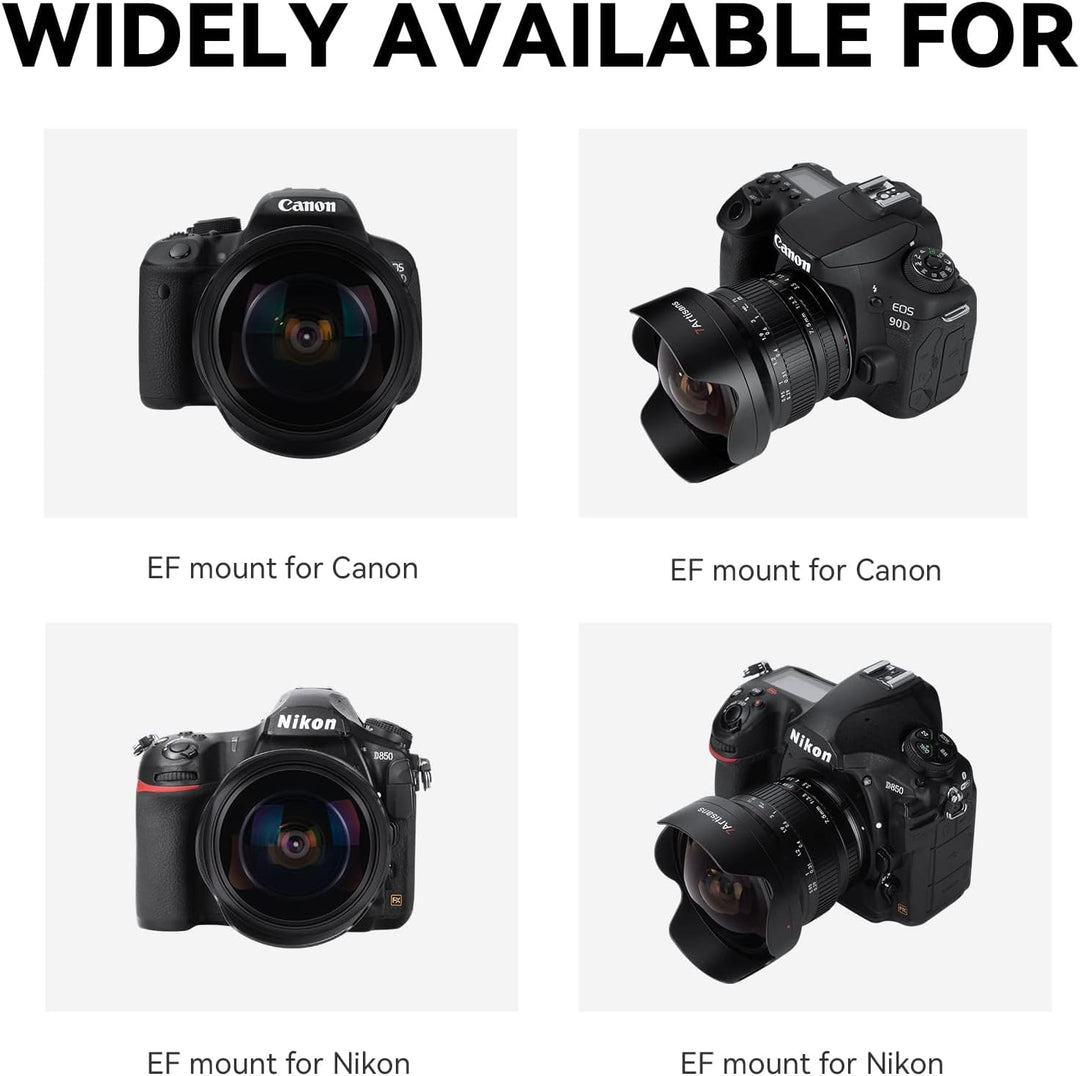 7artisans MF 7,5 mm F3.5 APS-C 205° Ultra-Weitwinkel-Manuelles Fischaugenobjektiv, kompatibel mit Ni