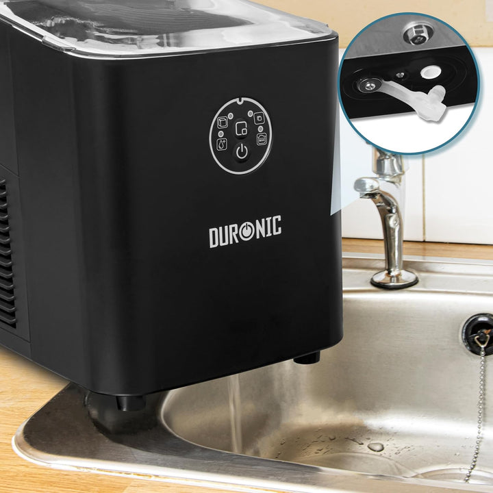 Duronic ICM12 BK Automatische Eiswürfelmaschine | 8 Eiswürfel in 6-8 min | 1 L Wassertank | Bis zu 1