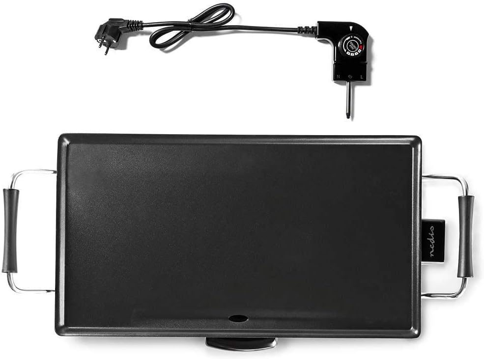 Nedis FCTE110EBK50 Teppanyaki-Grill – 50cm Grillplatte – 2.000W – Temperaturregelung – Antihaftbesch